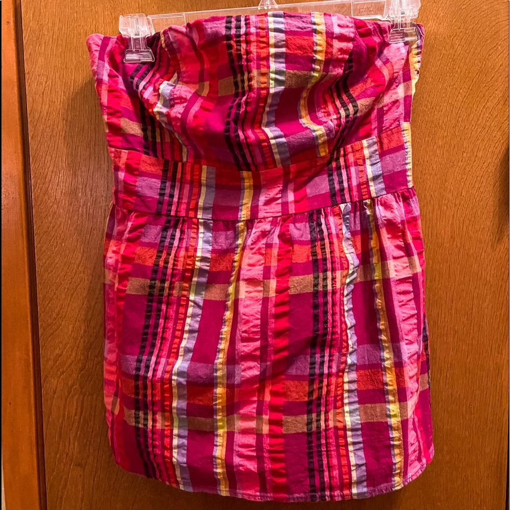 Pink colorful plaid Lane Bryant strapless tube top plus size 18w